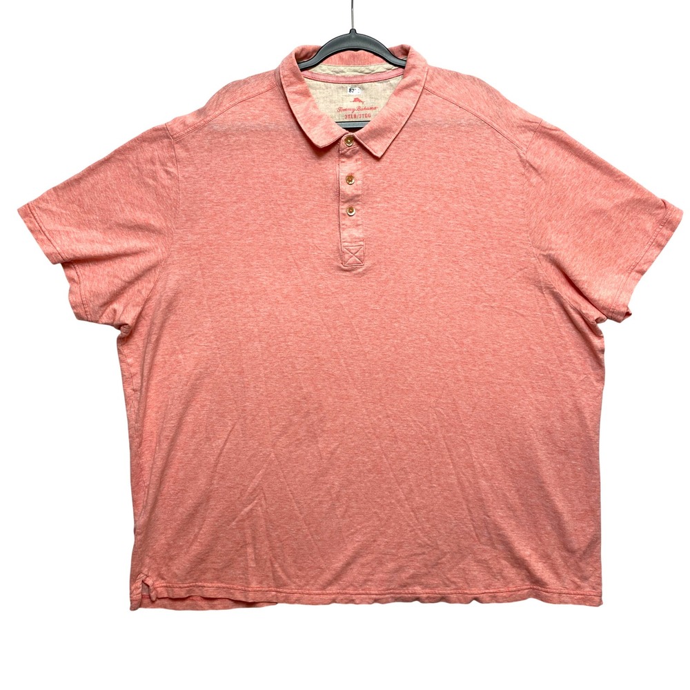 Tommy Bahama Polo Shirt Mens 3XL Coral Short Sleeve Linen Big Tall